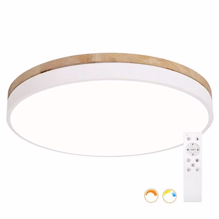 Plafón LED Moon de 49W en color blanco con control por mando y aplicación, diseño redondo y tecnología CCT con diámetro de 50 cm