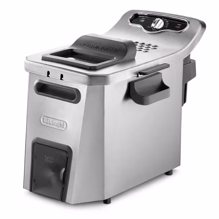 Freidora eléctrica De'Longhi Cool Zone F44532CZ de 5 l en negro y plata con tecnología Cold Zone y acero inoxidable