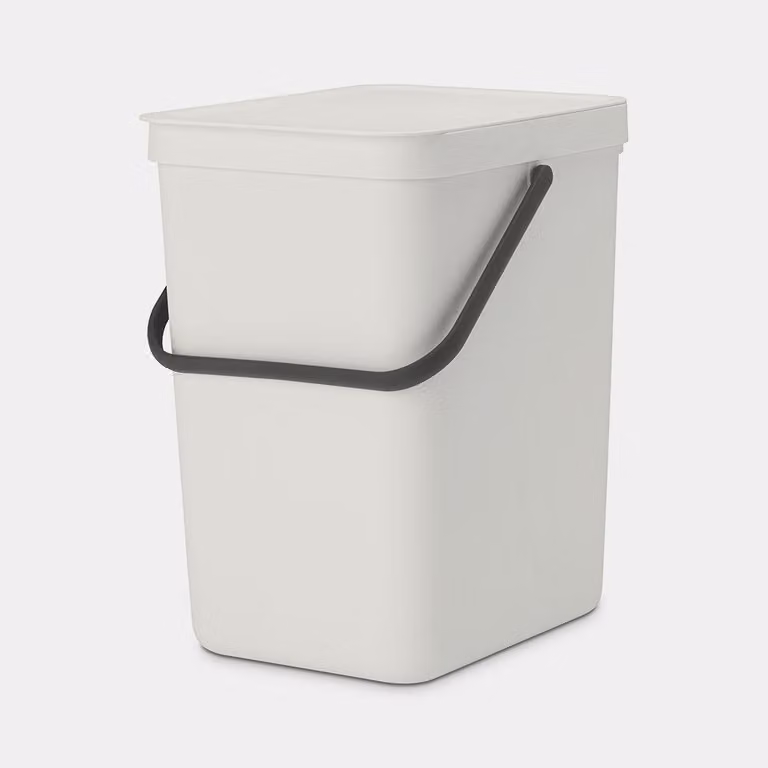 Contenedor de residuos Brabantia Sort & Go de 25 litros con tapa abatible y asas en color gris