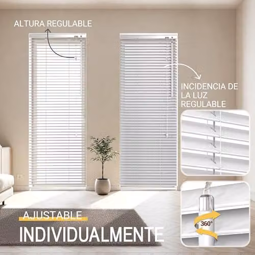 Persiana Veneciana de Madera Sostenible Sol Royal en Color Blanco An/Al/P: 130 x 70 x 70 cm