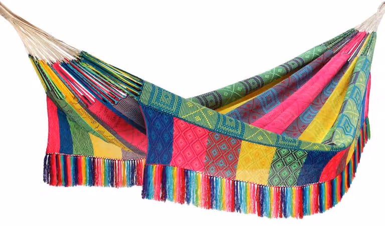 Hamaca del sol multicolor con diseño étnico geométrico en acrílico para adultos