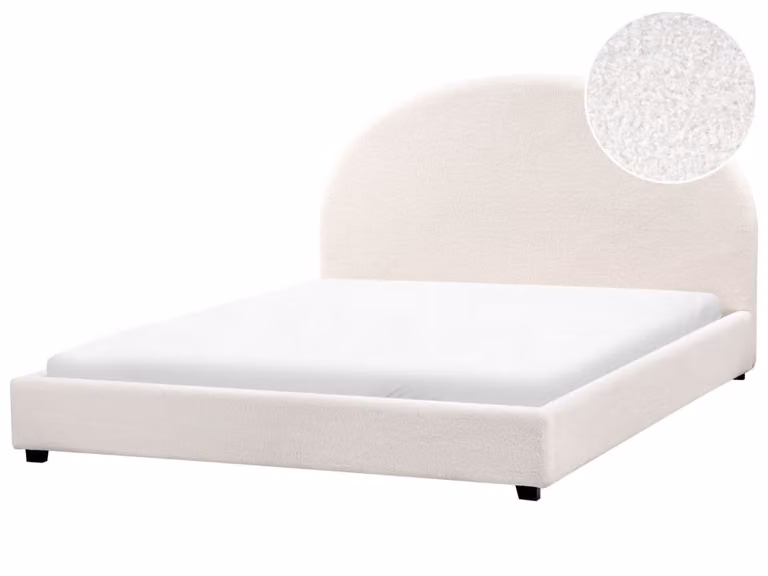 Cama de agua Beliani tapizada en tejido bouclé color blanco An/P: 160 x 200 cm
