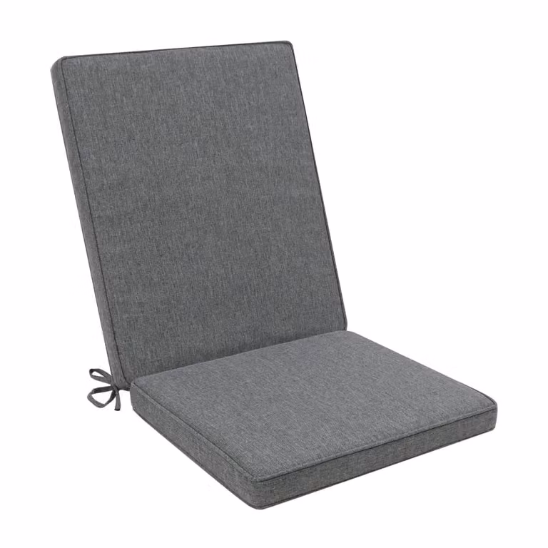 Cojín de asiento y respaldo PORTMOBEL gris con funda lavable y resistente al agua An/P/Al: 91 x 45 x 5 cm