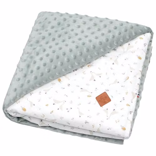 Manta reversible de minky para bebés Sevira Kids con diseño floral en tonos morado y verde