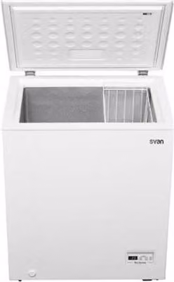 Arcón congelador horizontal Svan SCH1501EDC de 150 l en color blanco con tecnología dual cooling y eficiencia energética clase E