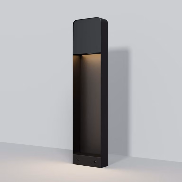 Luz exterior de pie Maytoni Porte negra con LED de 7W y luz blanca cálida 3000K, protección IP54 para jardín y terraza