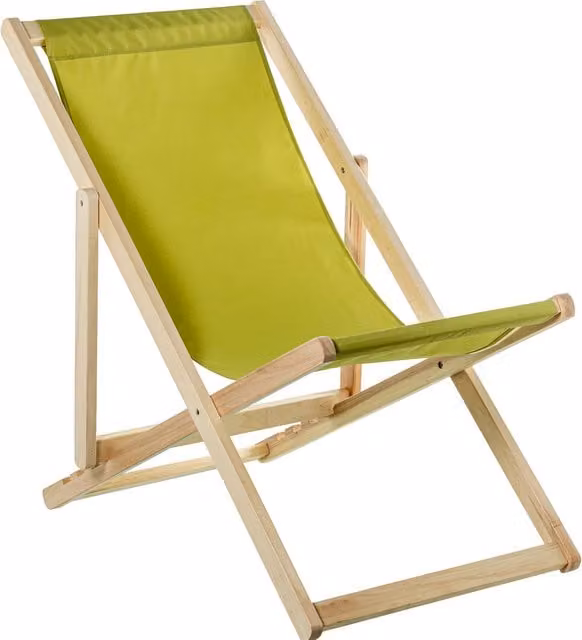 Hamaca plegable de madera tratada con tela verde para jardín o terraza de FIJALO