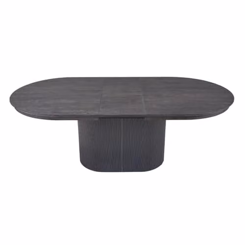 Mesa extensible Meublorama de diseño con forma ovalada y acabado mate en color marrón y negro