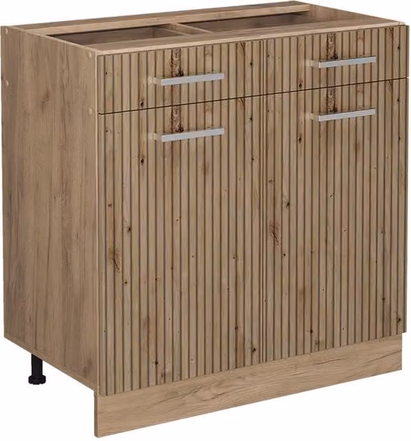Mueble bajo de cocina Vicco R-Line en roble artesanal con puertas batientes y estantes internos, An/P/Al: 80 x 46 x 81,6 cm