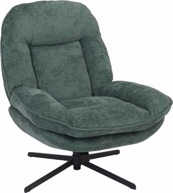 Sillón de relax giratorio Mendler HWC-P32 en color verde con estructura de metal y tapizado de tela