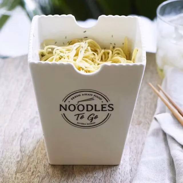 Bol de pasta de cerámica blanca y multicolor Riviera Maison para adultos