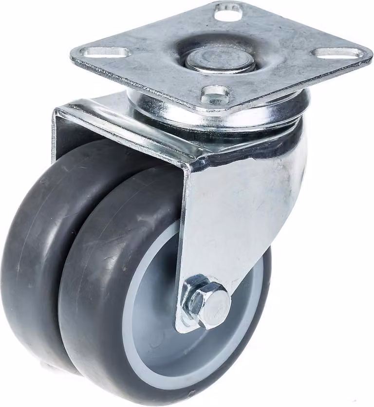 Rueda giratoria ZHONGSHAN de caucho gris con montaje en platina y capacidad de carga de 100 kg