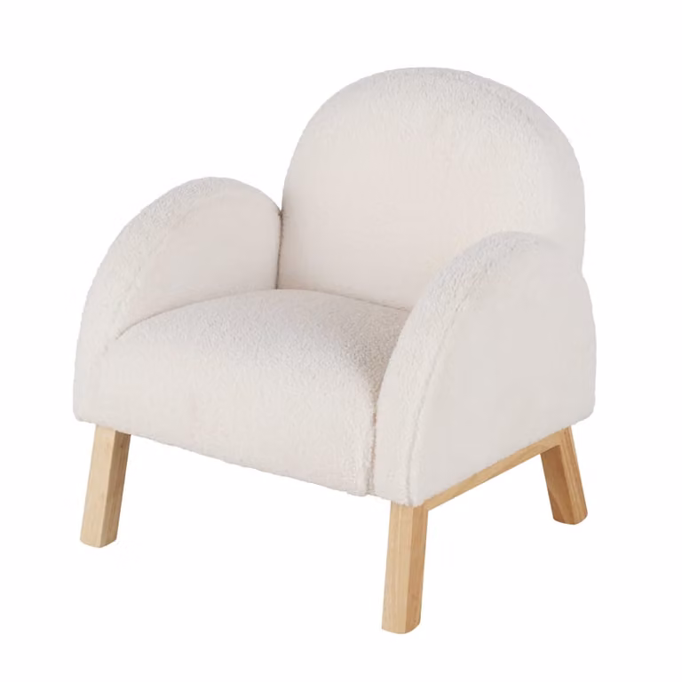 Sillón infantil de tejido rizado reciclado Maisons du Monde color crema con reposabrazos