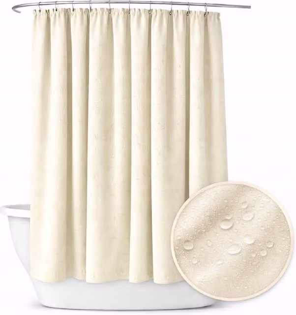 Cortina de baño impermeable NOW-ART en color beige y multicolor, An/Al: 150 x 260 cm
