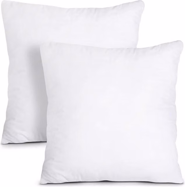 Juego de 2 rellenos para cojines cuadrados Elle de microfibra blanca, 45 x 45 cm