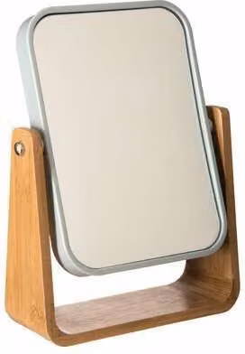 Espejo de baño Naturéo de 5five Simply Smart con pie de bambú, diseño escandinavo, color blanco y madera, rectangular