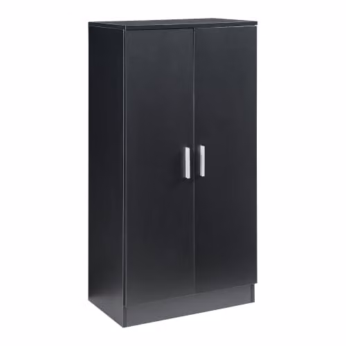 Armario zapatero Helloshop26 de 2 puertas con estantes internos, color negro mate, An/P/Al: 108 x 55 x 35 cm