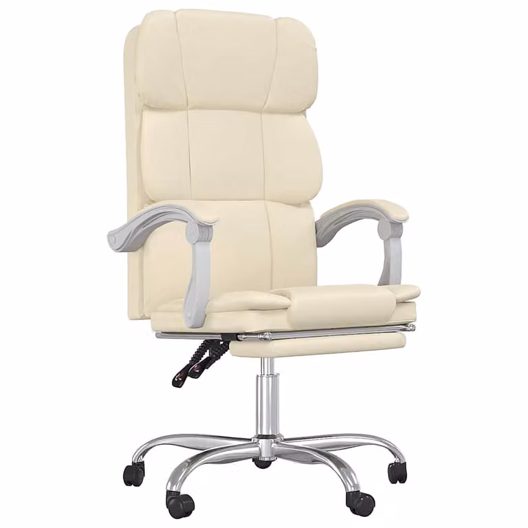Silla de oficina ejecutiva reclinable vidaXL en cuero sintético color beige