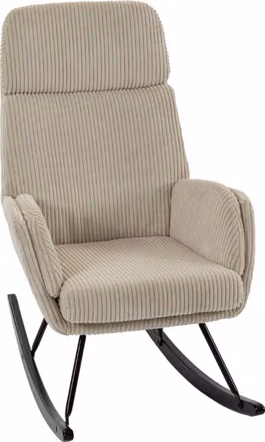 Mecedora de terciopelo acanalado con respaldo alto y asiento amplio HOMCOM en color beige con patas de madera