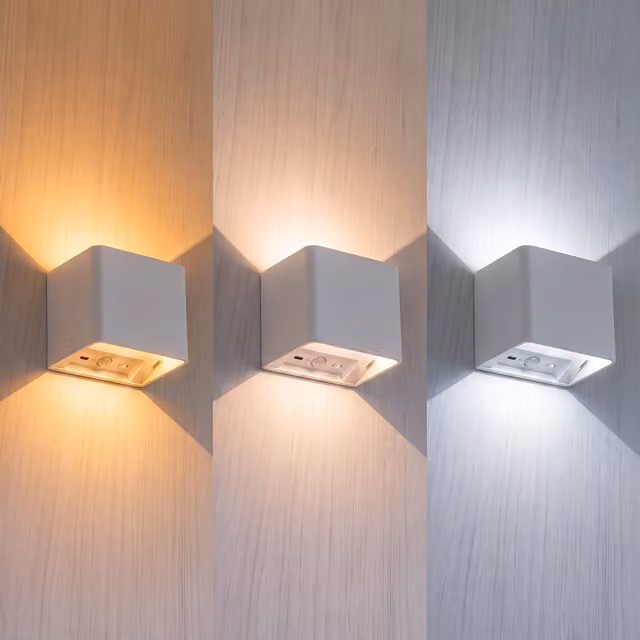 Aplique LED recargable F-BRIGHT con sensor de movimiento, sensor crepuscular y regulación de intensidad en color blanco