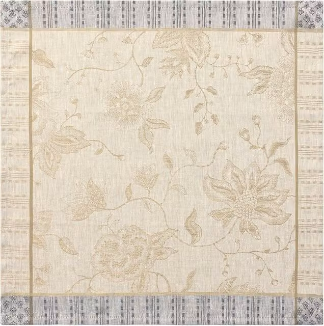Servilleta de lino con motivos florales beige de Le Jacquard FranÇais