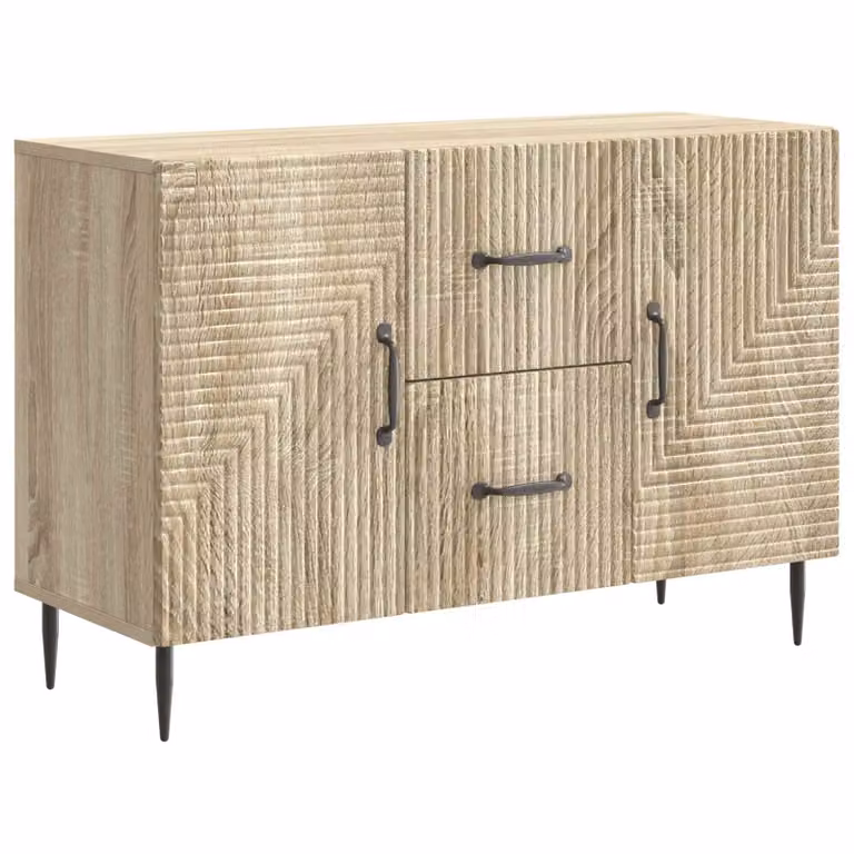 Aparador vidaXL estilo vintage en roble sonoma y metal para salón o comedor, An/P/Al: 89 x 34,5 x 60 cm