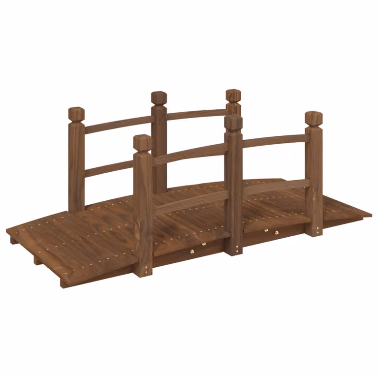 Puente de jardín con barandillas vidaXL de madera de abeto color marrón An/P/Al: 150 x 67 x 56 cm
