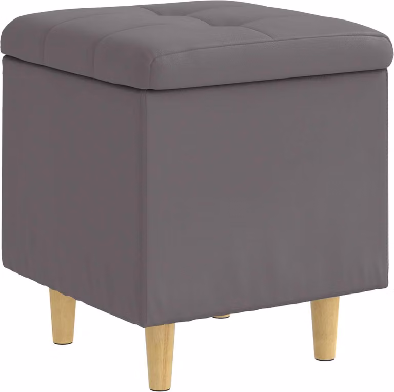 Otomano de almacenamiento Syfax en cuero sintético gris An/P/Al: 40 x 40 x 45 cm
