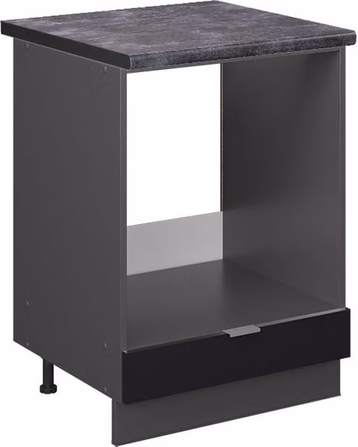 Armario para horno empotrado Vicco Fame-Line con puertas de cierre suave en color antracita y rayas negras