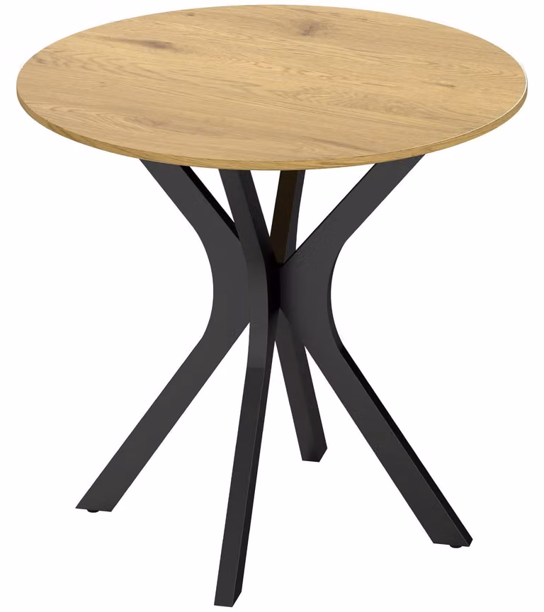Mesa redonda moderna Northio para comedor y cocina en color marrón y multicolor, An/P/Al: 78 x 78 x 75 cm