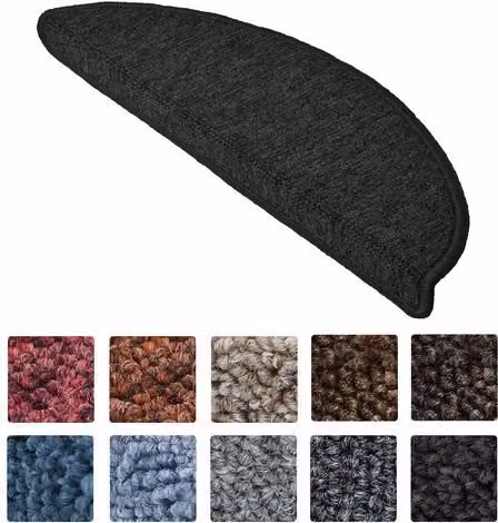 Set de 15 alfombras semicirculares para escaleras Beautissu ProStair, antideslizantes y autoadhesivas, color antracita, An/P/Al: 55 x 15 x 4 cm