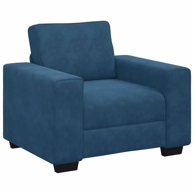Sillón sofá moderno de terciopelo azul vidaXL con reposabrazos An/P/Al: 100 x 77 x 82 cm