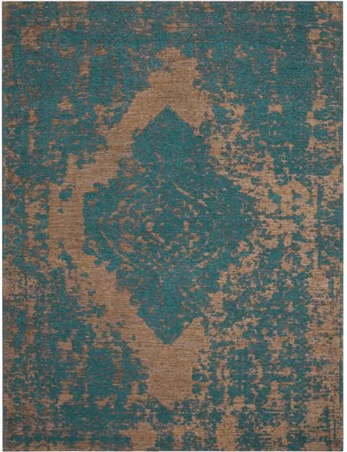 Alfombra de tejido plano Marbella turquesa de algodón An/P: 160 x 230 cm