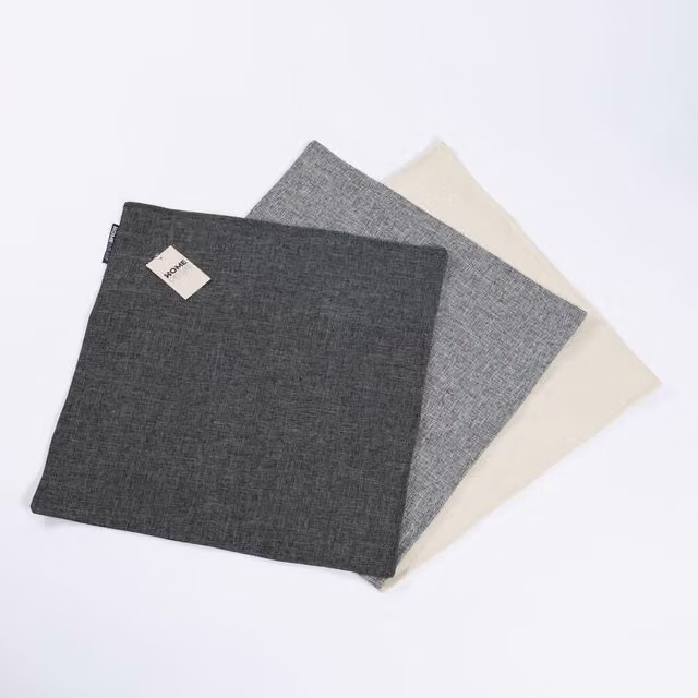 Funda de cojín de lino Home Deluxe CHARM cuadrada en color gris de 50 x 50 cm