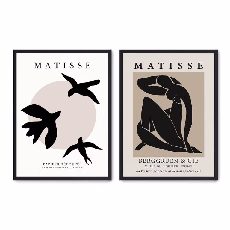 Set de 2 pósteres abstractos modernos de Poster Lab, multicolor con marco negro, An/Al: 30 x 40 cm