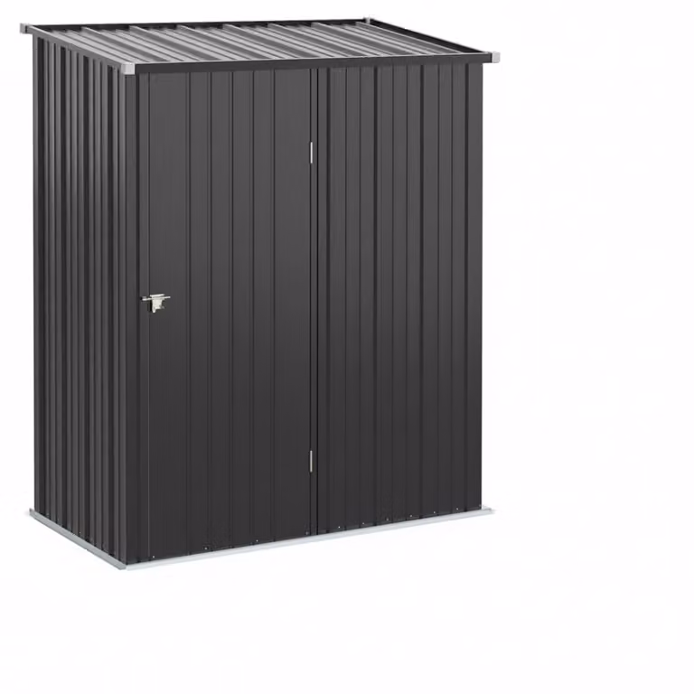 Caseta de jardín ComfortXL de acero inoxidable en color negro con cerradura y diseño moderno de 1,34 m²