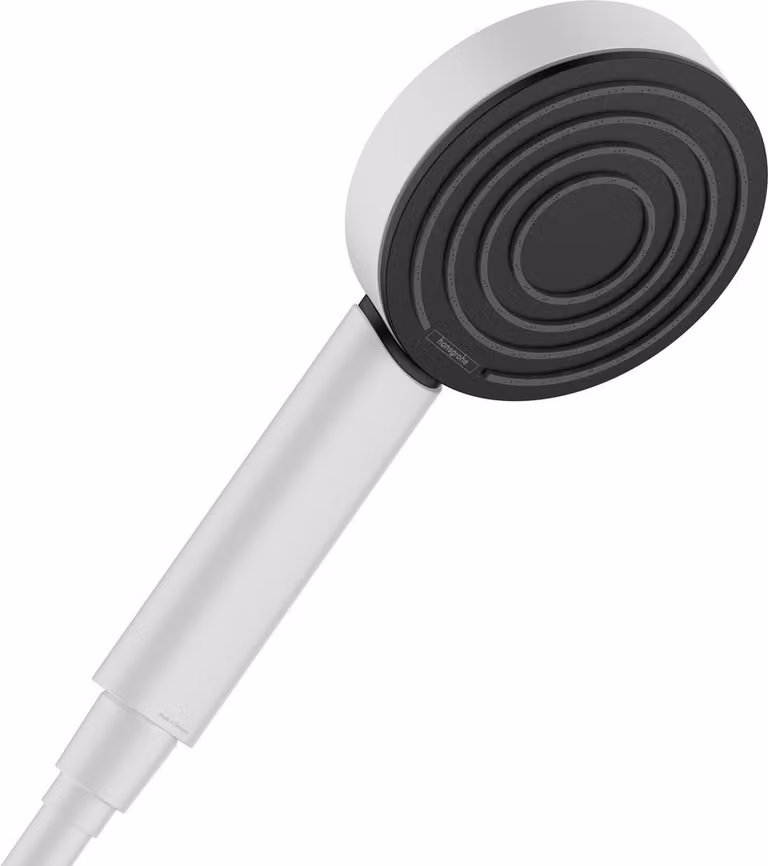 Ducha de mano Hansgrohe PULSIFY 105 blanca mate con tecnología antical y efecto lluvia