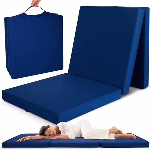 Colchón plegable Beautissu con funda de microfibra azul, An/P/Al: 80 x 190 x 7 cm