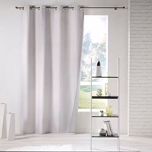 Cortina térmica de terciopelo con ojales Douceur d'Intérieur de icemount, color beige o blanco, An/Al: 140 x 260 cm