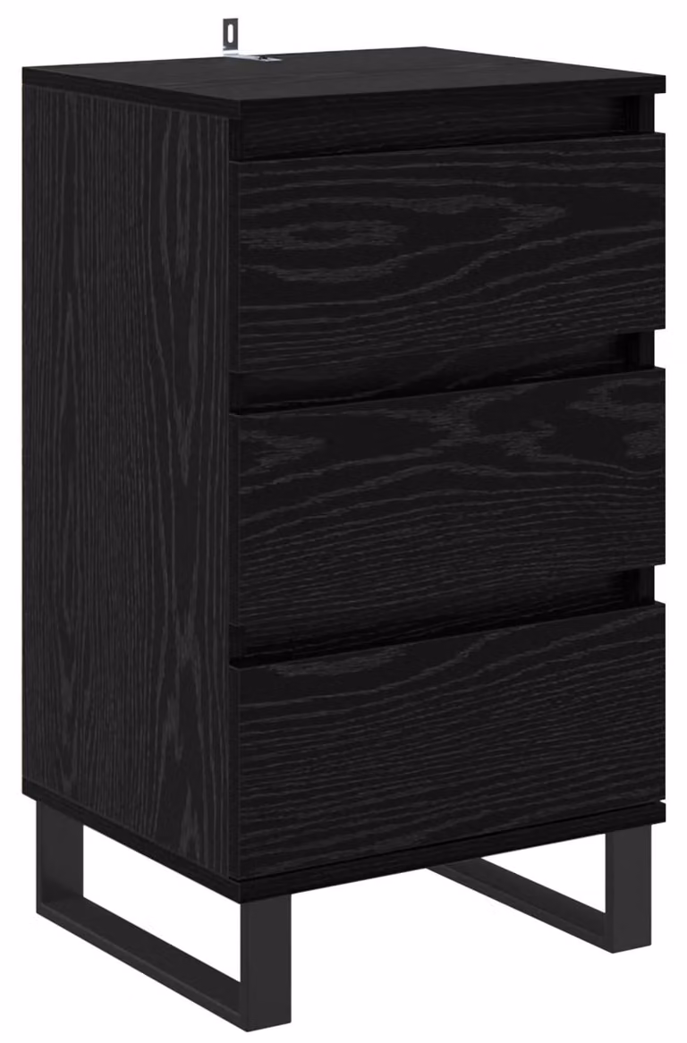 Vitrina Syfax con cajón y cerradura en madera de roble y metal para salón o comedor