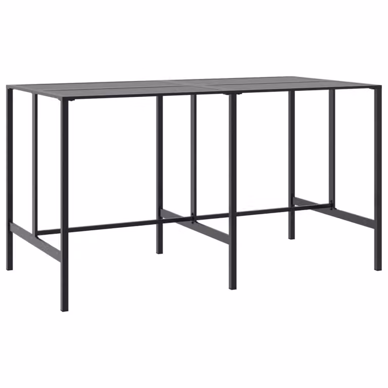 Mesa alta de bar Syfax de acero con recubrimiento de polvo negro mate, An/P/Al: 200 x 100 x 110 cm