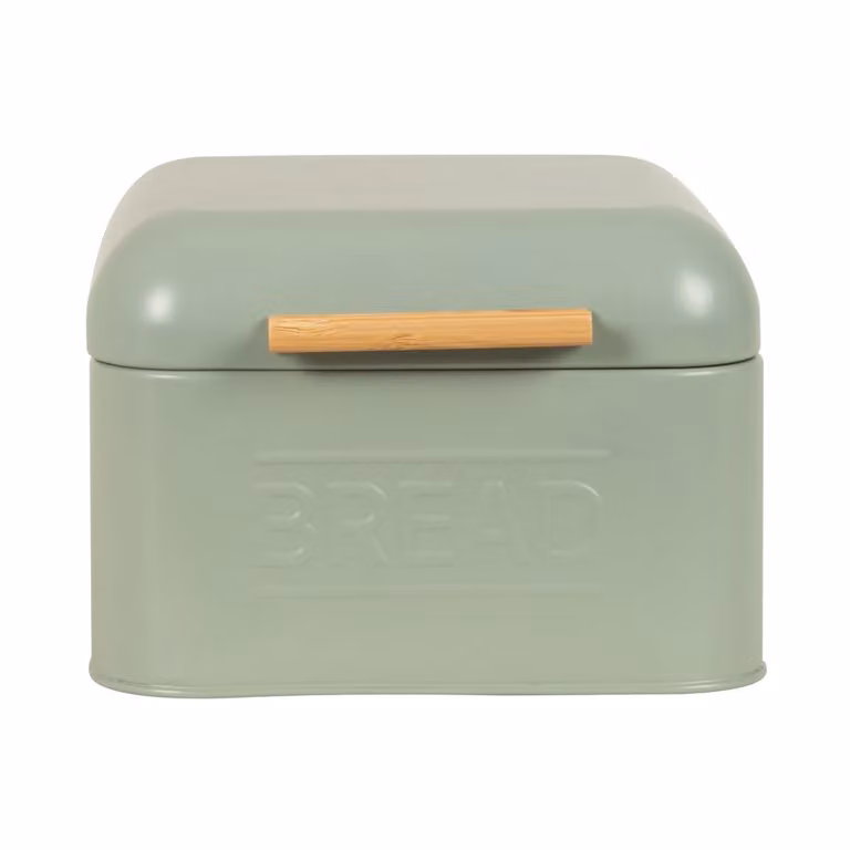 Panera ventilada de acero verde con asa de bambú Maisons du Monde