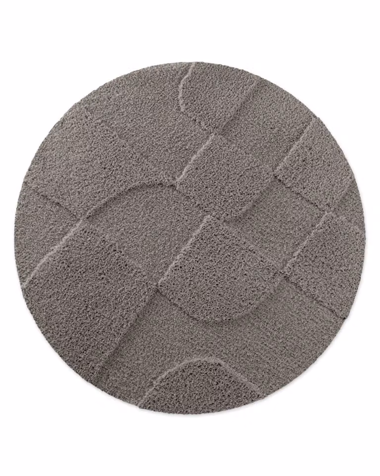 Alfombra de baño redonda Wecon Home en gris, con relieve y antideslizante, Diámetro: 80 cm