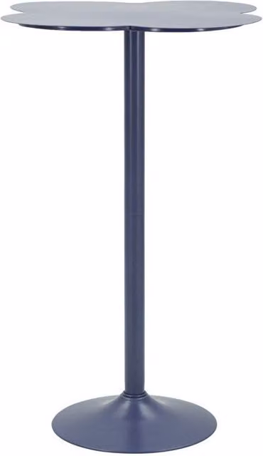 Mesa de bar alta redonda de metal Mauro Ferretti en azul mate, Diámetro: 60 cm, Altura: 103 cm