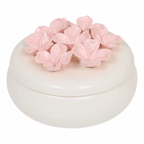 Jardinera de cerámica Atmosphera con diseño floral de rosas, redonda, Diámetro: 11 cm