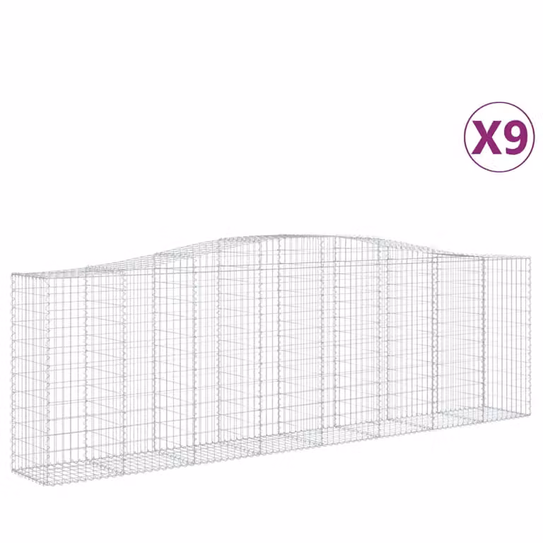 Set de 9 cestas de gaviones Syfax con forma de arco de acero galvanizado, An/P/Al: 400 x 50 x 120/140 cm