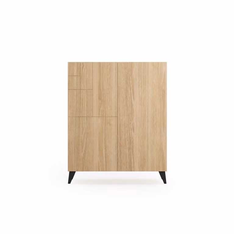 Mueble zapatero Malmo de HERDASA en melamina color roble dorado y patas negras An/P/Al: 109 x 27 x 90 cm