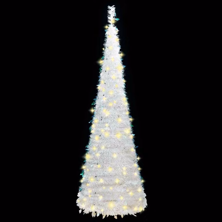 Árbol de Navidad artificial desplegable vidaXL con 100 LED blancos, 150 cm de altura