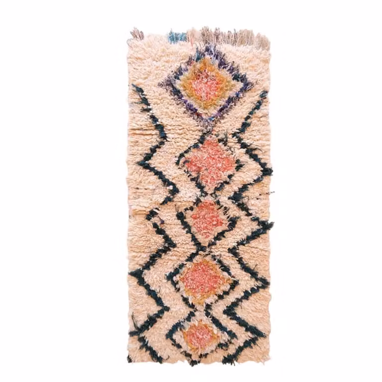 Alfombra bereber marroquí de lana multicolor AFK Living An/P: 72 x 163 cm