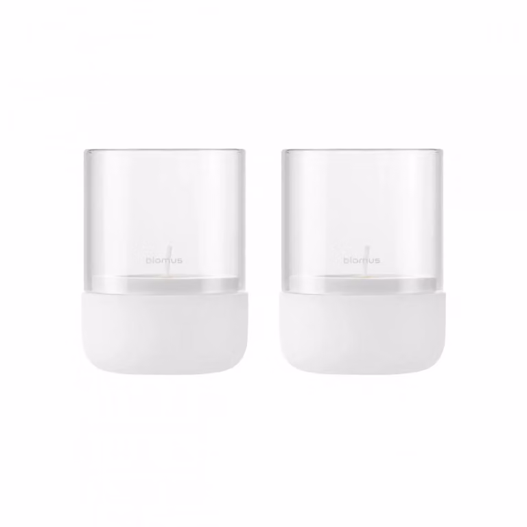 Juego de 2 portavelas Calma Blomus de cristal color blanco lirio para tealight Ø7 cm